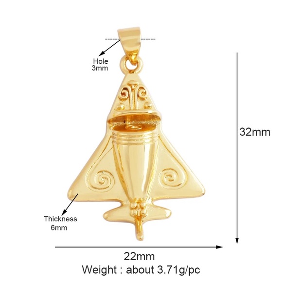 Ancient Astronaut Mayan Artifact Relic Reproduction Gold Tone Pendant Necklace - Picture 3 of 5